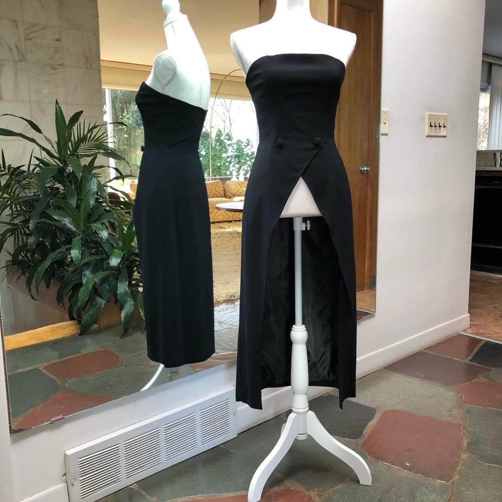 Black Strapless Tuxedo Open Skirt Dress w/Shorts